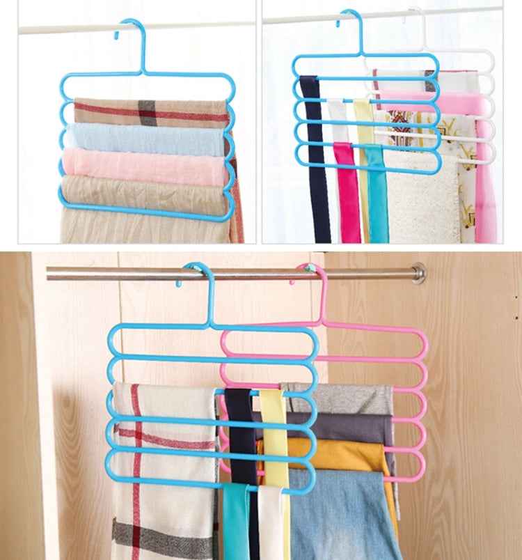 10pcs Multi-function 5 Layers Pants Scarf Silk Tie Plastic Clothes Hangers