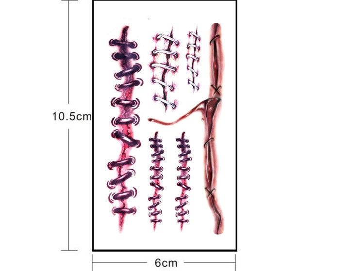 20pcs S-169 Halloween Terror Realistic Wound Injury Scar Temporary Tattoo Sticker, S-169/20pcs