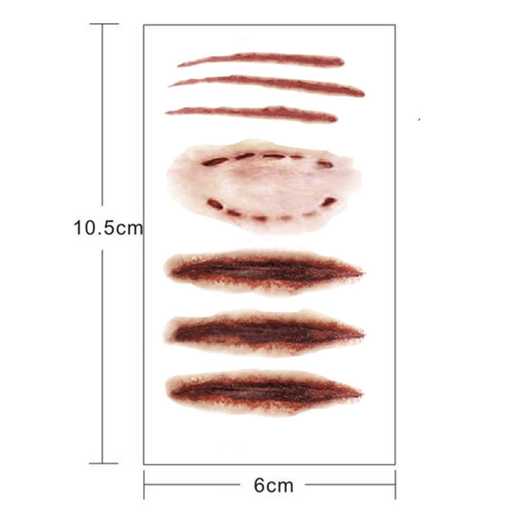20pcs S-250 Halloween Terror Realistic Scratches Wound Injury Scar Temporary Tattoo Sticker, S-250/20pcs