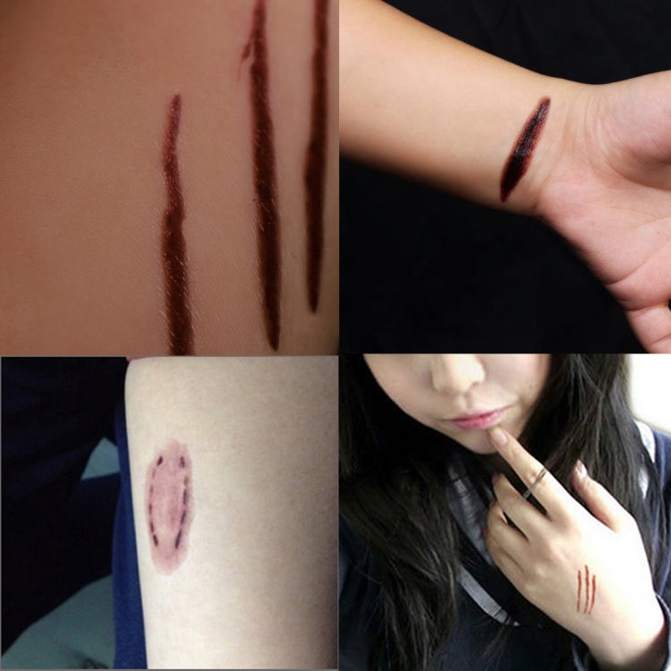 20pcs S-250 Halloween Terror Realistic Scratches Wound Injury Scar Temporary Tattoo Sticker, S-250/20pcs