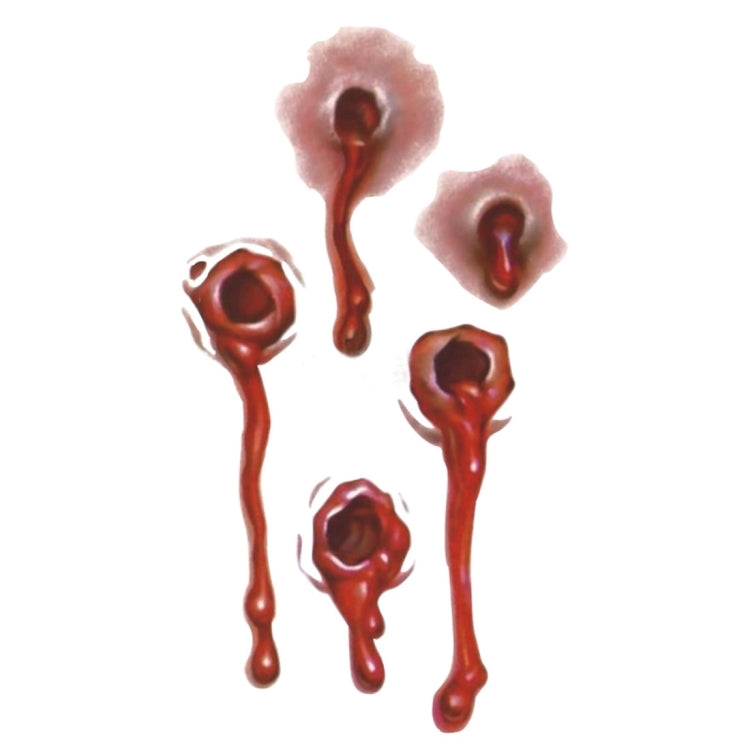 10pcs S-251 Halloween Terror Realistic Bullet Wound Blood Temporary Tattoo Sticker, S-251/10pcs