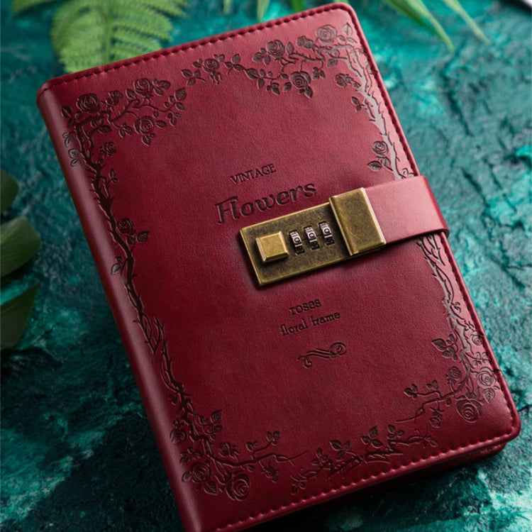 B6 Retro PU Cover Notebook Diary Book with Password Lock