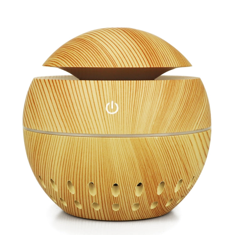 Wood Grain USB Hollowed-out Humidifier Seven Color Aromatherapy Lamp Automatic Alcohol Sprayer with Remote Control(Sky Blue)