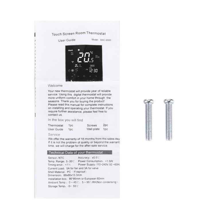 BHT-2001 3A Load Water Heating Type LCD Digital Heating Room Thermostat, Display Clock / Temperature / Time / Week / Heat etc.