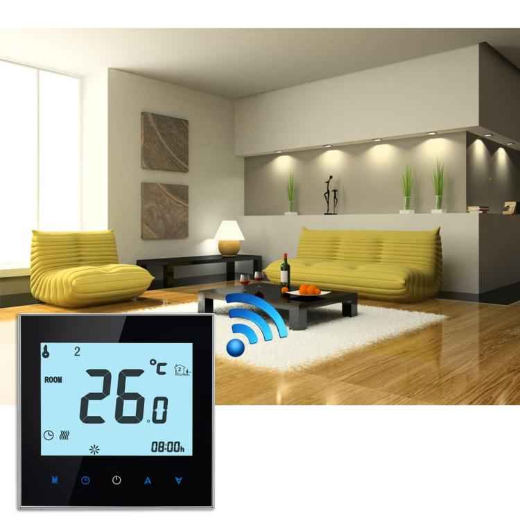 BHT-1000-GB-WIFI 16A Load Electronic Heating Type Touch LCD Digital WiFi Heating Room Thermostat with Sensor, Display Clock / Temperature / Periods / Time / Week / Heat etc.