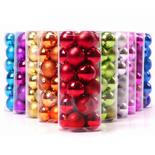 24 PCS 8cm Plating Plastic Christmas Tree Decorations Hanging String Ball, Random Color Delivery, Diameter: 8cm