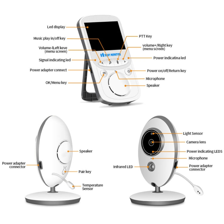 VB605 2.4 inch LCD 2.4GHz Wireless Surveillance Camera Baby Monitor, Support Two Way Talk Back, Night Vision