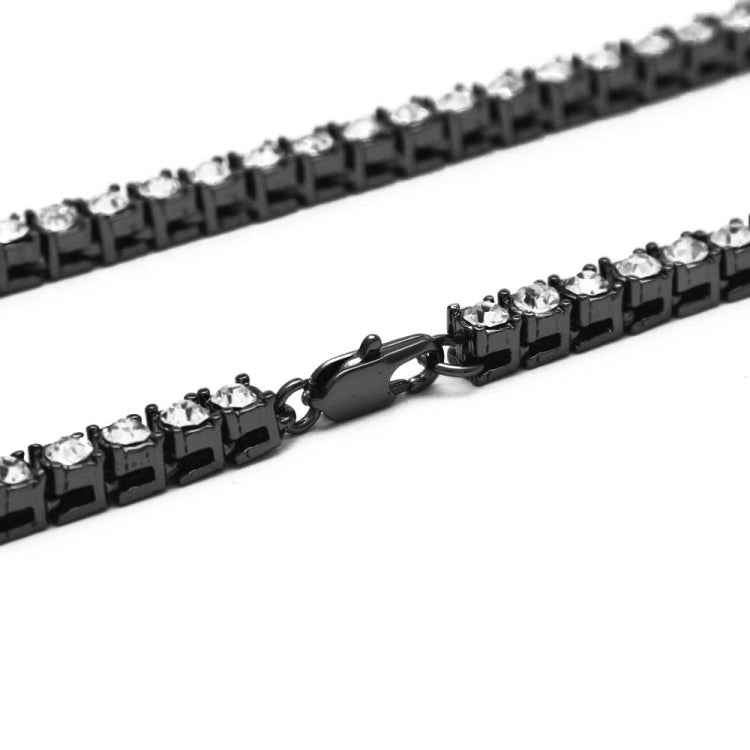 Mens Hip Hop Punk 1 Row Crystal Inlaid Alloy Necklace Chain, Size: 20 inch