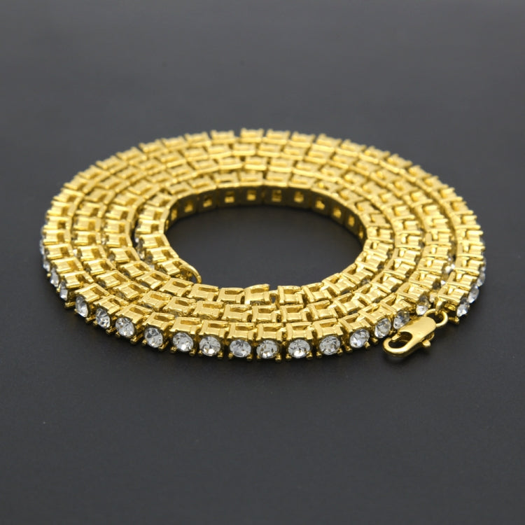 Mens Hip Hop Punk Single Row Crystal Inlaid Alloy Chain Necklace, Size: 24 inch, Size: 24 inch