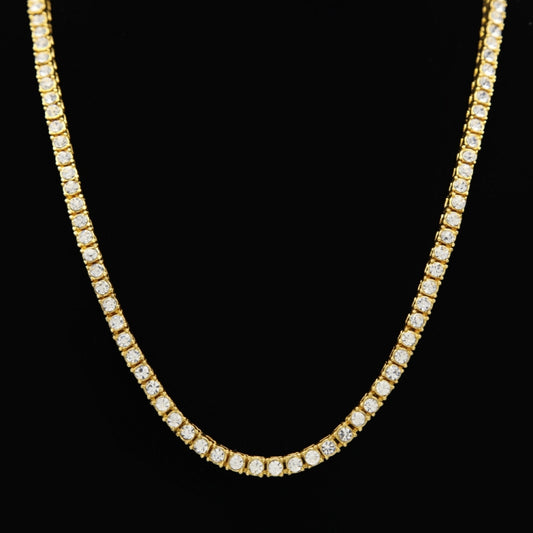 Mens Hip Hop Punk Single Row Crystal Inlaid Alloy Chain Necklace, Size: 24 inch, Size: 24 inch