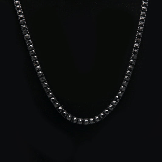Mens Hip Hop Punk Single Row Crystal Inlaid Alloy Chain Necklace, Size: 30 inch