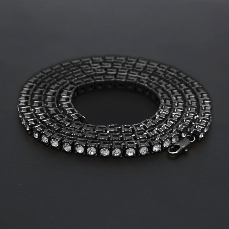Mens Hip Hop Punk Single Row Crystal Inlaid Alloy Chain Necklace, Size: 30 inch
