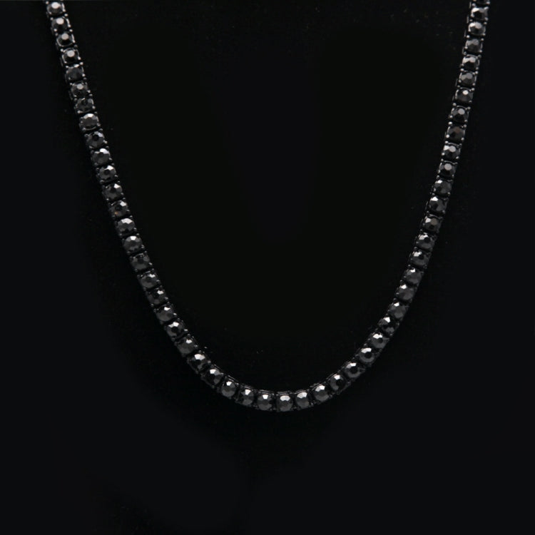 Mens Hip Hop Punk Single Row Crystal Inlaid Alloy Chain Necklace, Size: 30 inch