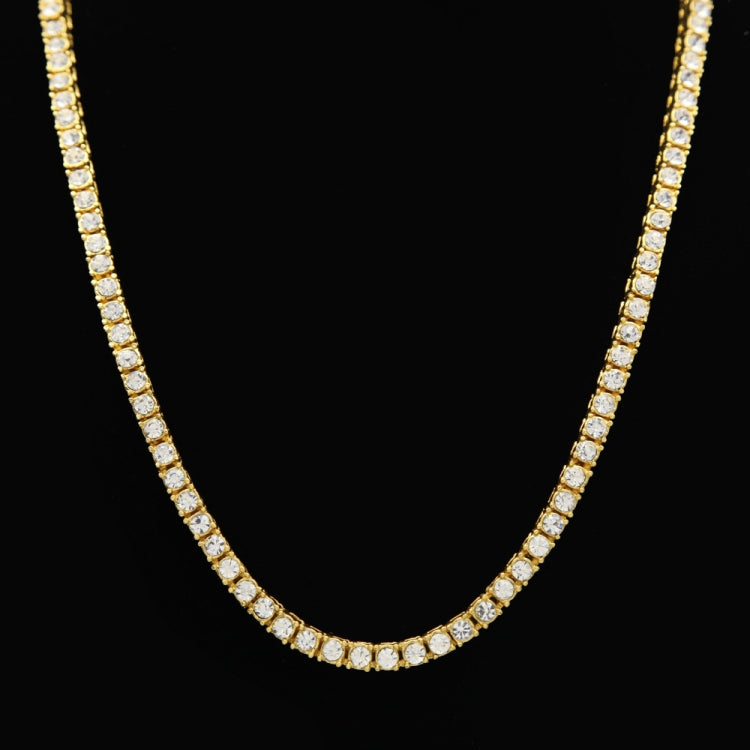 Mens Hip Hop Punk Single Row Crystal Inlaid Alloy Chain Necklace, Size: 30 inch