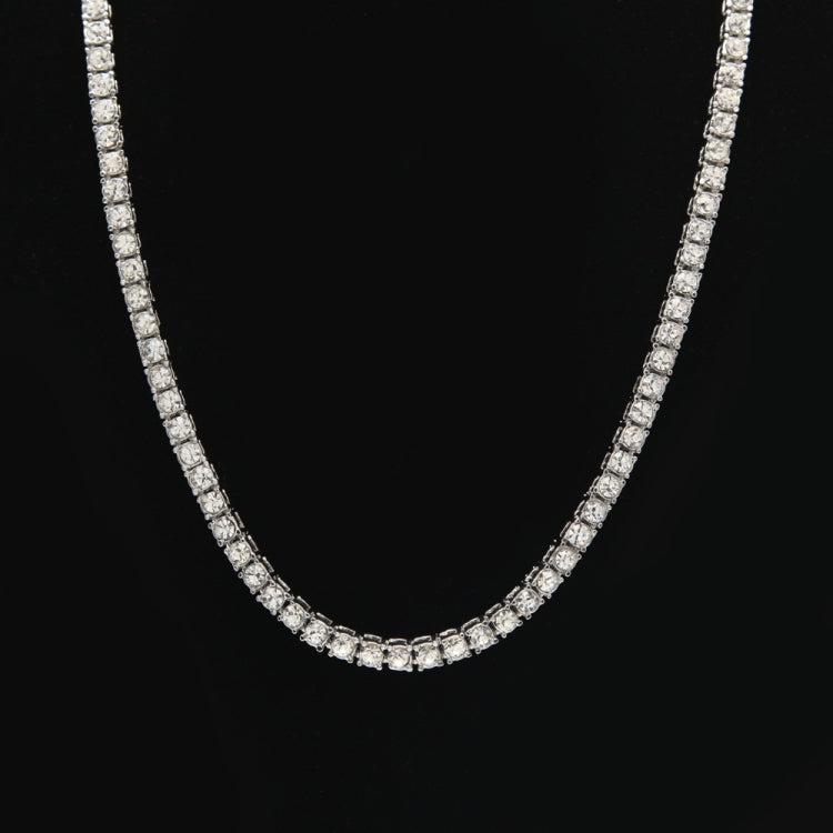 Mens Hip Hop Punk Single Row Crystal Inlaid Alloy Chain Necklace, Size: 30 inch
