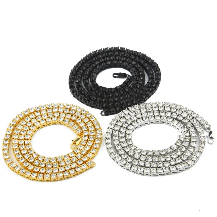 Mens Hip Hop Punk Single Row Crystal Inlaid Alloy Chain Necklace, Size: 30 inch