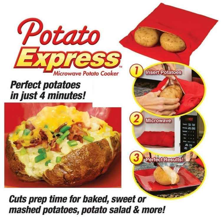Washable Reusable Microwave Potato Cooker Bag (Cooks Up to 4 Potatoes At The Same Time), Size: 26.7*17.6cm