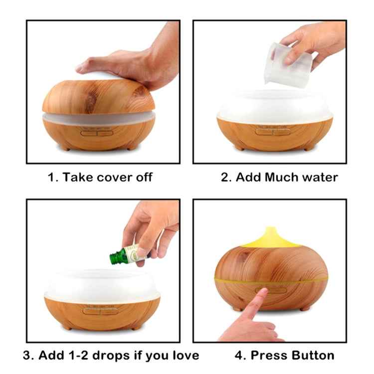 10W 150mL Wood Grain Aromatherapy Air Purifier Humidifier with LED Light for Office / Home Room