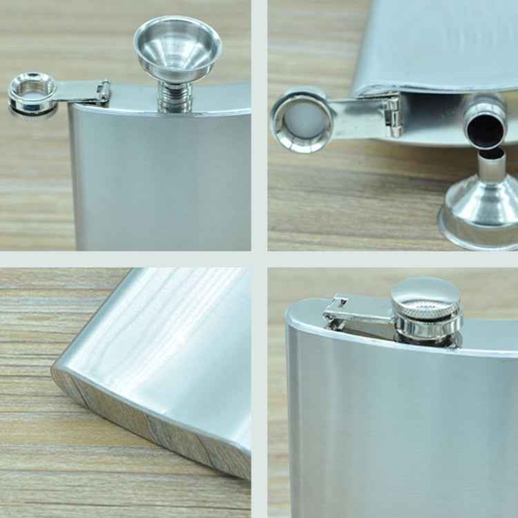 225mL (8oz) Outdoor Sports Handy Home Travel Wild Stainless Steel Portable Hip Flask(with Small Funnel)(Silver 225mL (8oz))