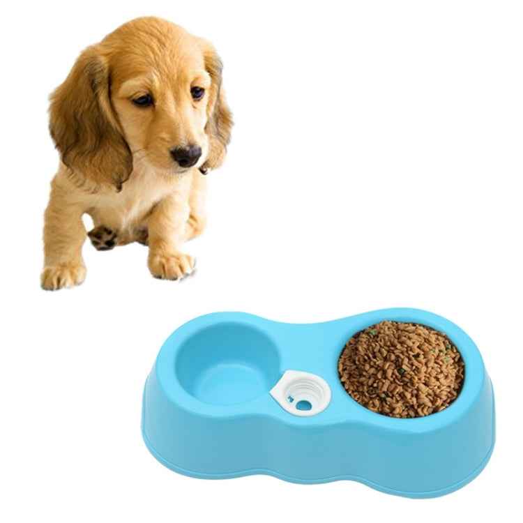 Dog Cat Food Dish + Drinking Water Double Bowls with Automatic Water Dispenser