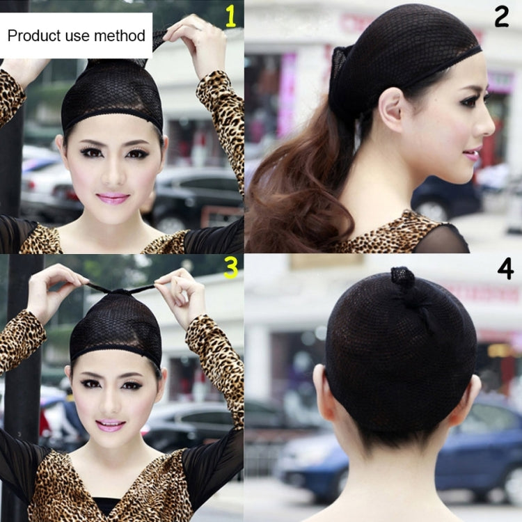 5 PCS High Elastic Silk Socks Fake Hair Net Wig Liner Caps Snood Mesh, A, Color:Black, A