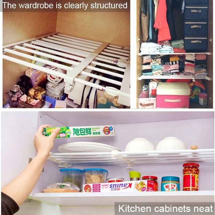 Wardrobe Storage Layered Baffle Cabinet Shelf Dormitory Partition Cupboard Partition Board, Width: 24cm, Stretch Range: 38-55cm