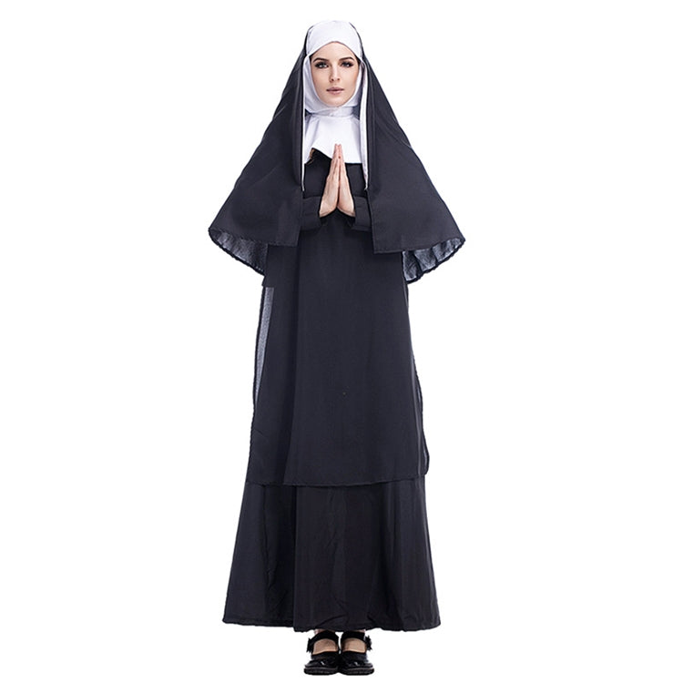 Costume d'Halloween pour femme, religieuse, missionnaire, cosplay, taille : S, M, L, XL, XXL