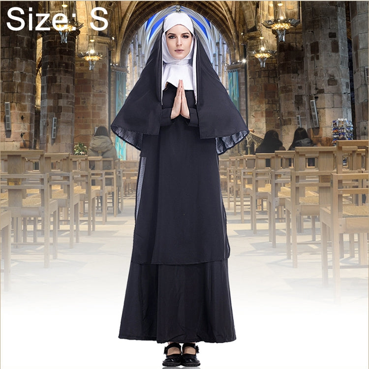 Costume d'Halloween pour femme, religieuse, missionnaire, cosplay, taille : S, M, L, XL, XXL