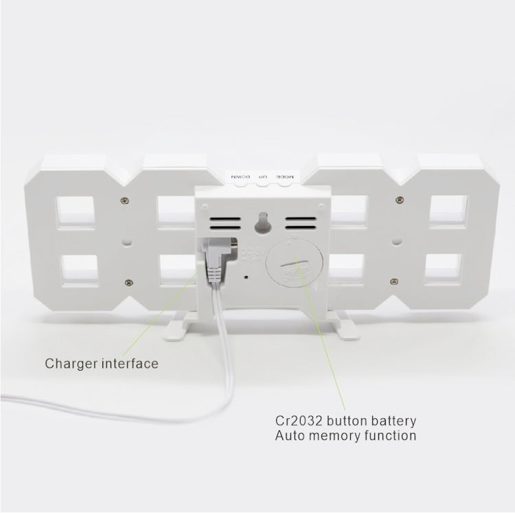 Multi-Function Large 3D LED Digital Wall Alarm Clock with Snooze Function, 12/24 Hours Display for Home, Kitchen, Office, DC 5V, CE Certificated, White Body Green Characters, White Body Blue Characters, White Body Red Characters������������������������...