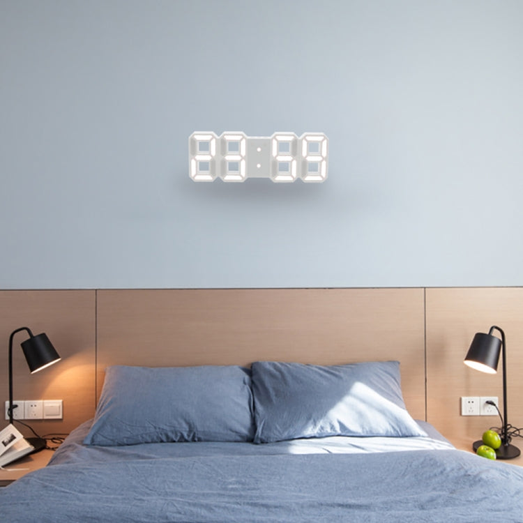 Multi-Function Large 3D LED Digital Wall Alarm Clock with Snooze Function, 12/24 Hours Display for Home, Kitchen, Office, DC 5V, CE Certificated, White Body Green Characters, White Body Blue Characters, White Body Red Characters������������������������...