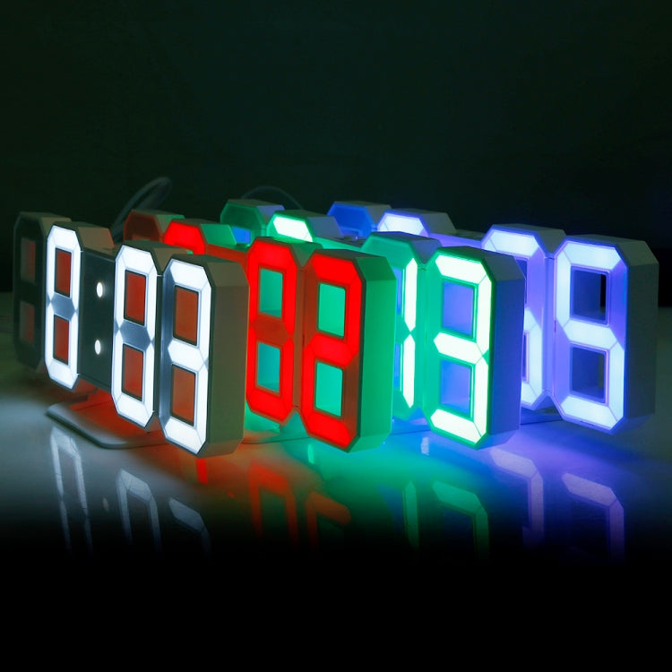 Multi-Function Large 3D LED Digital Wall Alarm Clock with Snooze Function, 12/24 Hours Display for Home, Kitchen, Office, DC 5V, CE Certificated, White Body Green Characters, White Body Blue Characters, White Body Red Characters������������������������...