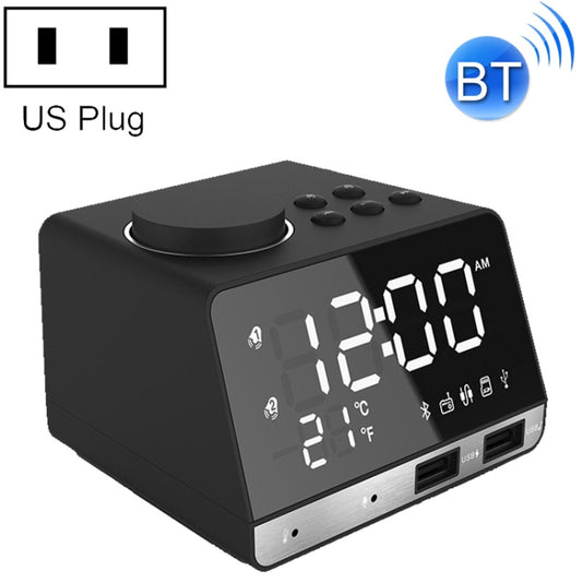 K11 Bluetooth Alarm Clock Speaker Creative Digital Music Clock Display Radio with Dual USB Interface, Support U Disk / TF Card / FM / AUX, US Plug