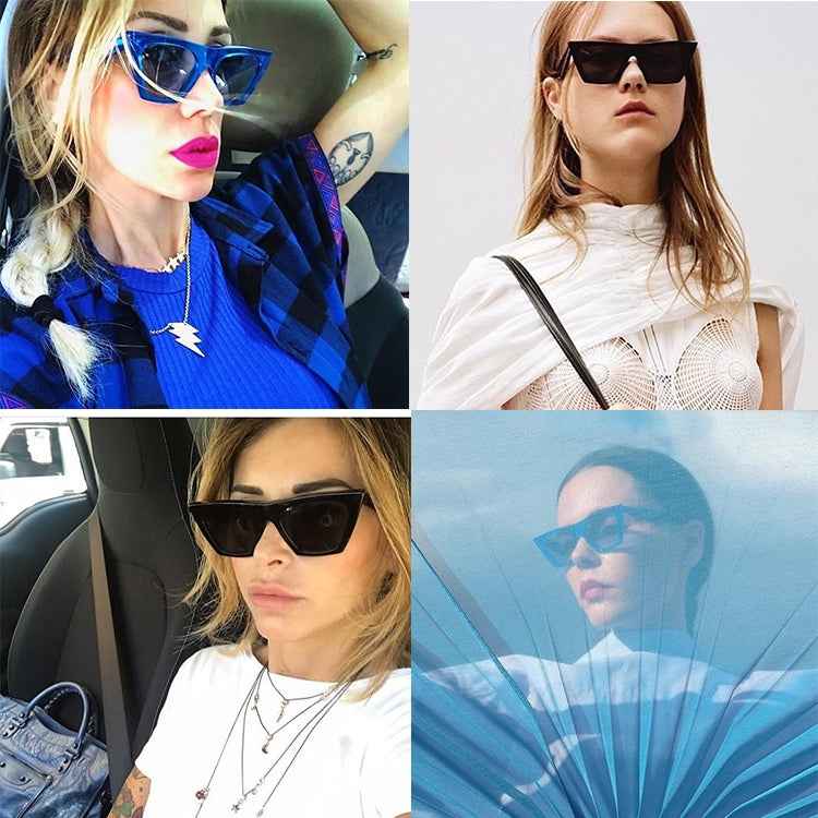 Men Women Cat Eyes Color Frame Lens UV400 Protective Sunglasses, HC2052A, HC2052B, HC2052C, HC2052D, HC2052E, HC2052F, HC2052G