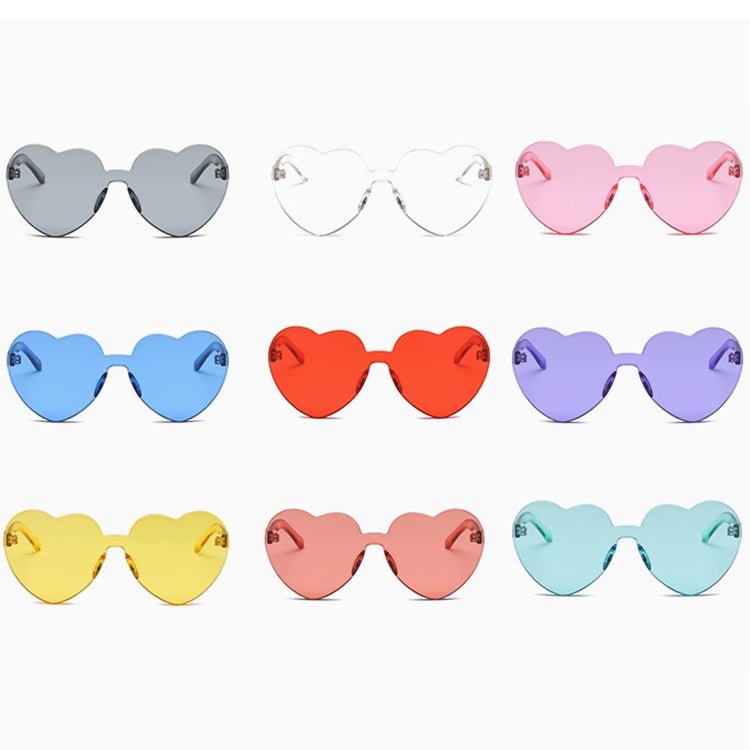 Heart Shape Rimless UV400 Sunglasses for Women, S8018 Dark Red, S8018 Pink, S8018 Watermelon Red