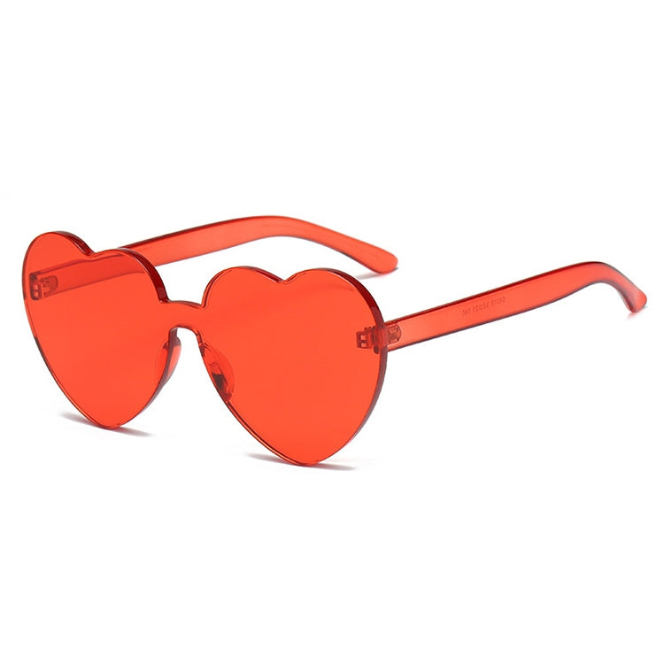 Heart Shape Rimless UV400 Sunglasses for Women, S8018 Dark Red, S8018 Pink, S8018 Watermelon Red