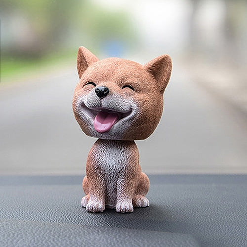 Shaking Head Dog Car Ornaments Resins Lovely Cartoon Dog New Year Gifts with Double-sided Adhesive Tape