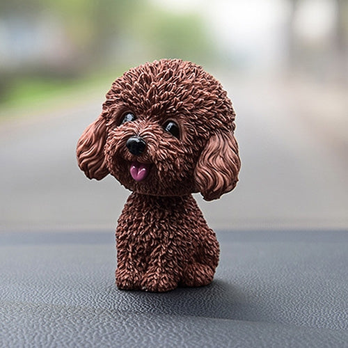 Shaking Head Dog Car Ornaments Resins Lovely Cartoon Dog New Year Gifts with Double-sided Adhesive Tape
