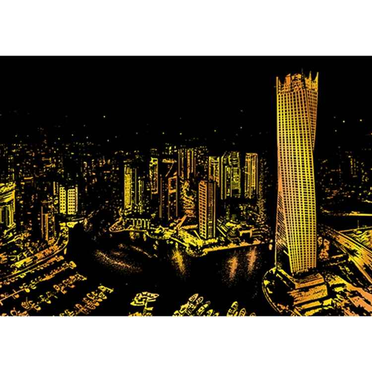 Bright City DIY Drawing Picture Wall Painting Scratch Card Golden Night View Paint Arts Paper Hand Painted Home Decoration Creative Handmade Gifts, Size:41*28.7cm