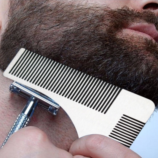 L Shaped Stainless Steel Beard Shaper  Facial Hair Shaping Tool, Random Color Delivery, HK006A L Shaped
