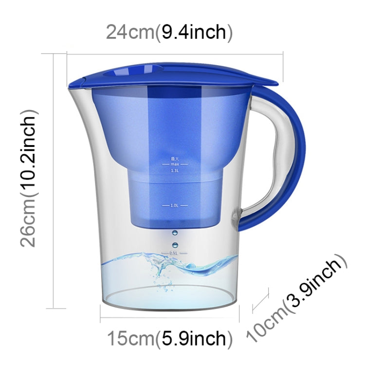 Bouteille d'eau froide portable de 1,3 L avec filtre à charbon actif pour la cuisine et la maison, 1,3 L (bleu), 1,3 L (violet)