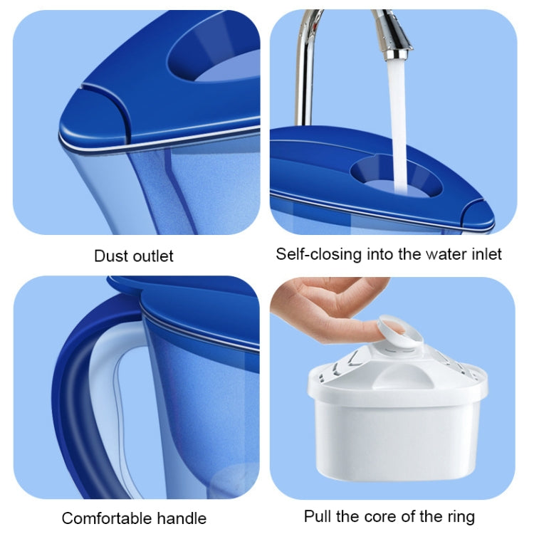 Bouteille d'eau froide portable de 1,3 L avec filtre à charbon actif pour la cuisine et la maison, 1,3 L (bleu), 1,3 L (violet)