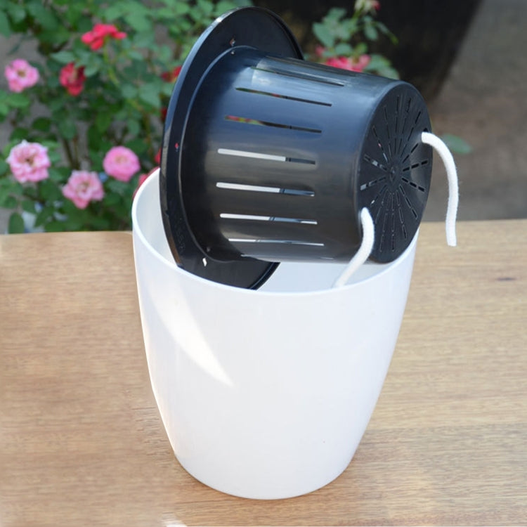 Lazy Flower Pots Automatic Water-absorbing Hydroponic Potted Plants Circular Resin Plastic Flower Pots Double-layer Design Self Watering Planter, Diameter: 12cm, Height: 12.2cm, Diameter: 12cm, Height: 12.2cm