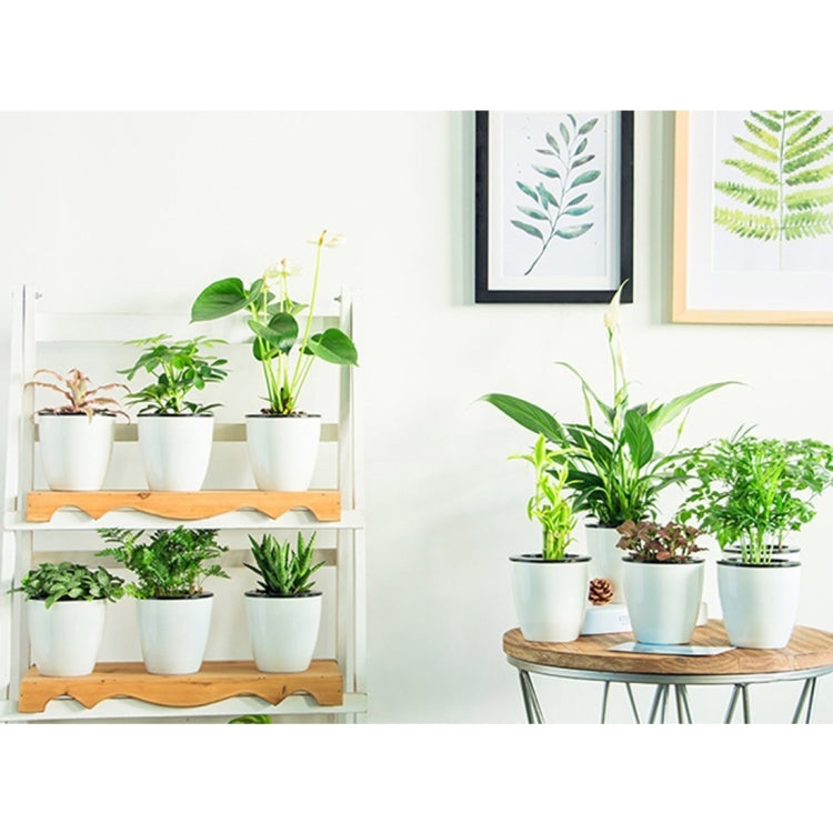 Lazy Flower Pots Automatic Water-absorbing Hydroponic Potted Plants Circular Resin Plastic Flower Pots Double-layer Design Self Watering Planter, Diameter: 12cm, Height: 12.2cm, Diameter: 12cm, Height: 12.2cm