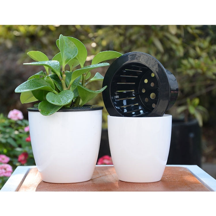 Lazy Flower Pots Automatic Water-absorbing Hydroponic Potted Plants Circular Resin Plastic Flower Pots Double-layer Design Self Watering Planter, Diameter: 12cm, Height: 12.2cm, Diameter: 12cm, Height: 12.2cm
