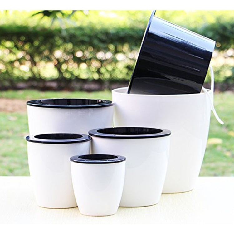 Lazy Flower Pots Automatic Water-absorbing Hydroponic Potted Plants Circular Resin Plastic Flower Pots Double-layer Design Self Watering Planter, Diameter: 12cm, Height: 12.2cm, Diameter: 12cm, Height: 12.2cm