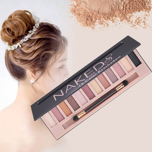 5673 Cosmetic 12 Colors Pearl Smoky Eye Shadow Makeup Palette with Brush Set, 12 Colors Pearl Smoky