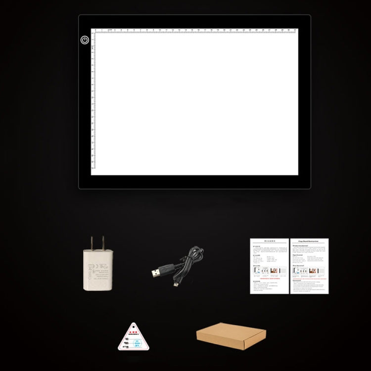 A4 Size 5W 5V LED Three Level of Brightness Dimmable Acrylic Copy Boards for Anime Sketch Drawing Sketchpad, with USB Cable & Plug, Size：220x330x5mm, Three-speed dimming