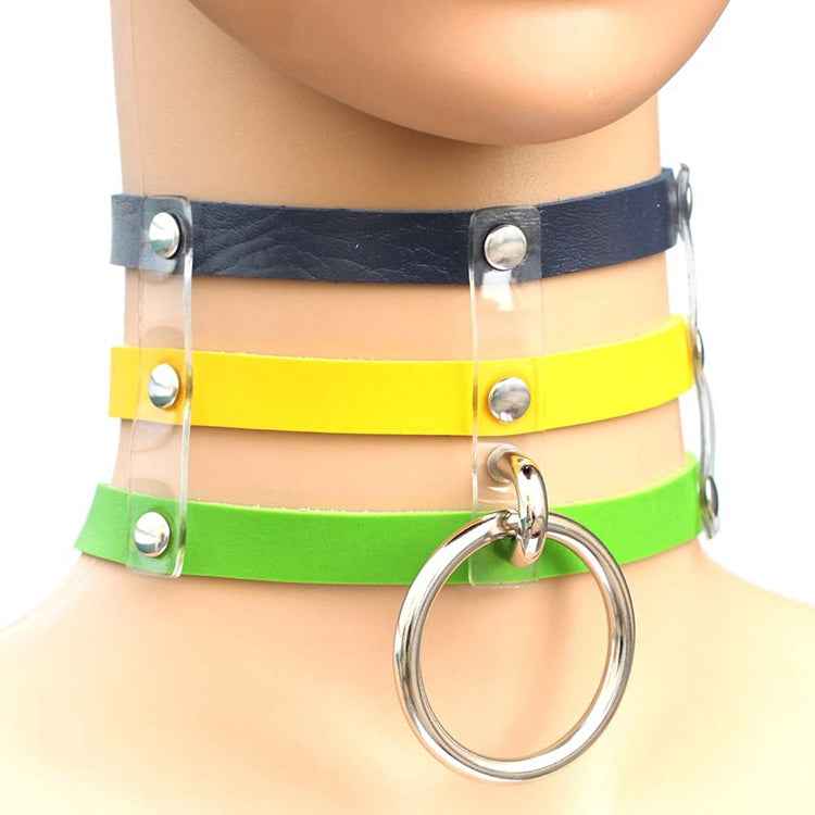 Harajuku Fashion Punk Gothic Rivets Collar Hand 3-rows Caged Leather Collar Necklace