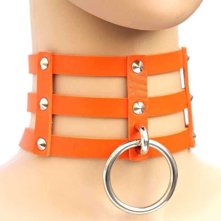Harajuku Fashion Punk Gothic Rivets Collar Hand 3-rows Caged Leather Collar Necklace