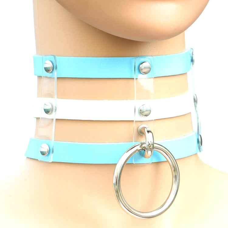 Harajuku Fashion Punk Gothic Rivets Collar Hand 3-rows Caged Leather Collar Necklace
